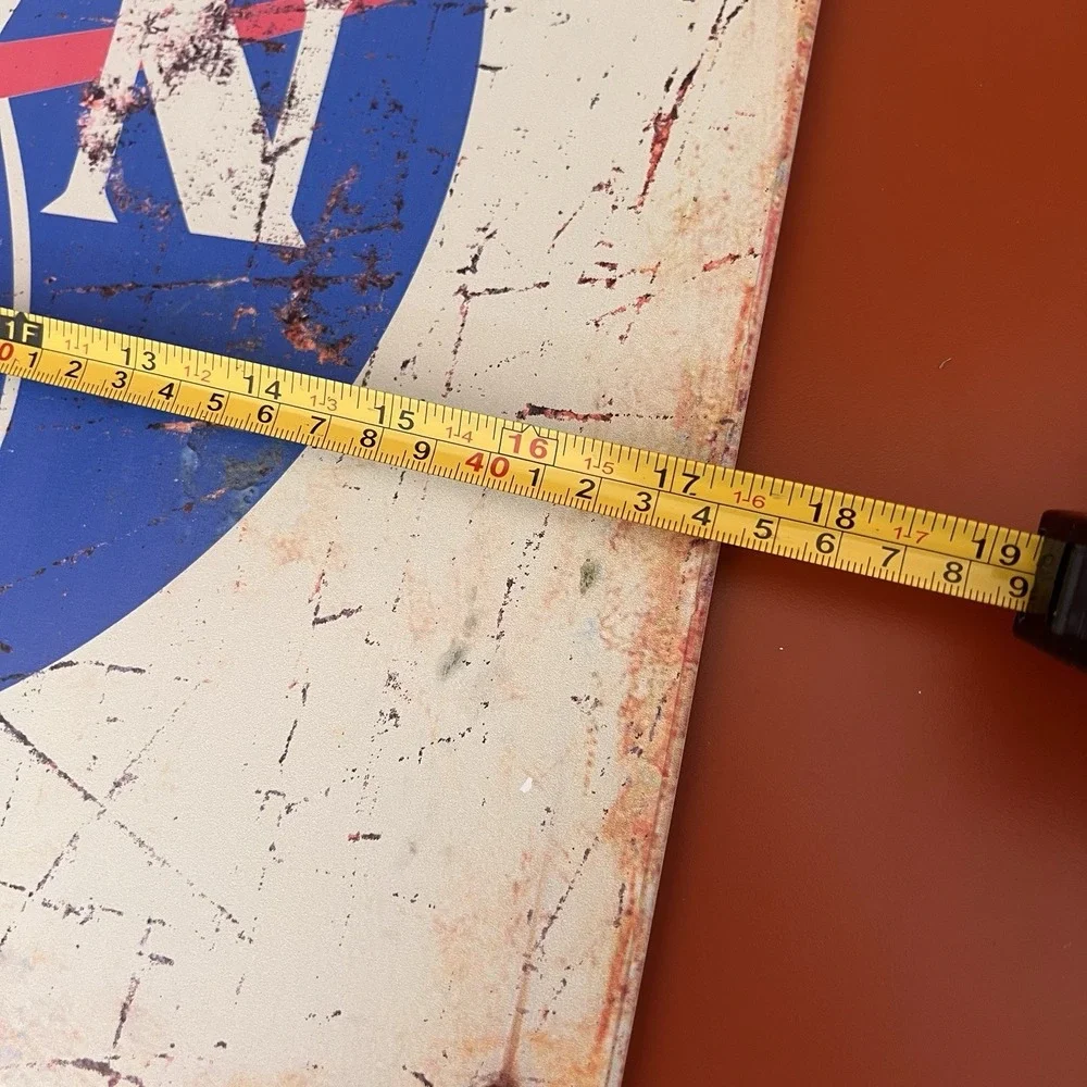 Metal NASA Sign Faux Rust and Scrapes 15